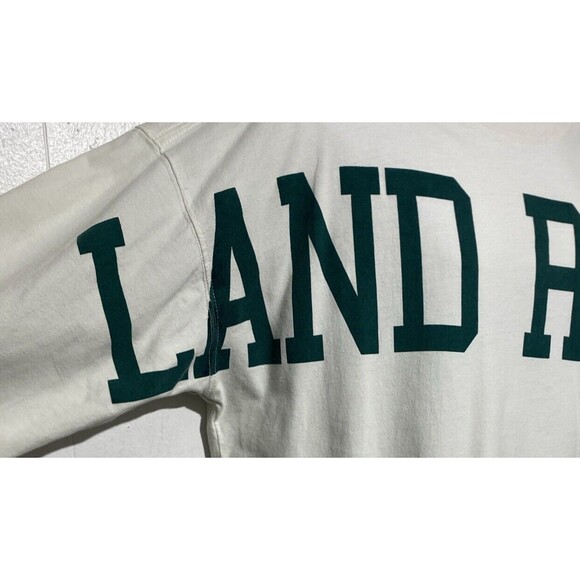 LAND ROVER Pacsun T Shirt Size M Long Sleeve Cream Green Spellout Casual Top - Picture 4 of 10